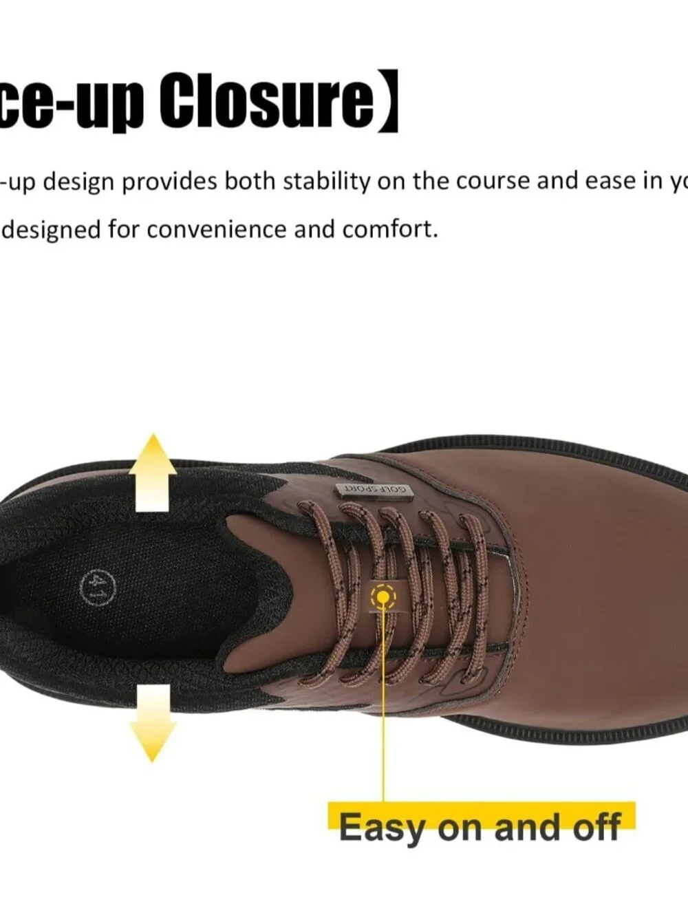Men's Brown Golf Shoes Fixed Nail Less Sole Waterproof Lightweight No-slip